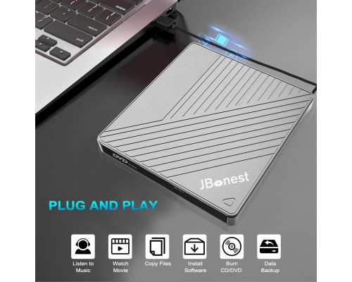 Зовнішній CD-DVD-привід USB 3.0 типу C, зовнішній із пристроєм для читання карток SD/TF, портативним записувачем RW