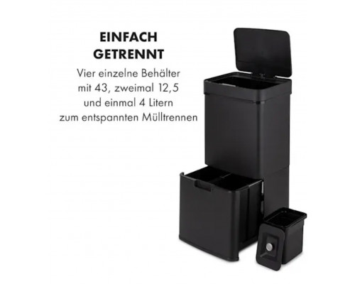 Сміттєвий бак Royal Trash Matte Black Sensor 72 літри з неіржавкої сталі(10035365)