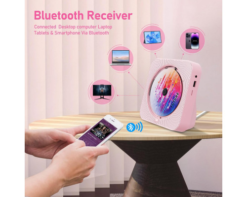 Портативний настільний CD-плеєр Bluetooth 5.1 з динаміками Hi-Fi та пультом дистанційного керування