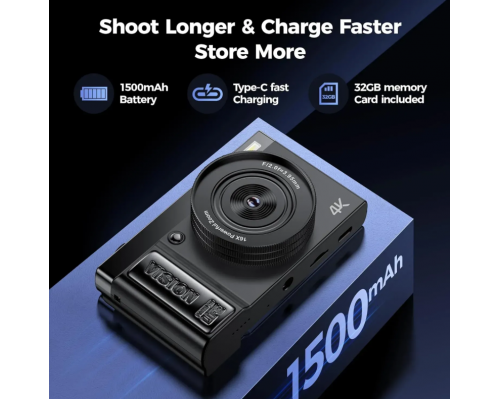 Цифрова камера 4K із поворотним екраном на 180° GUEVWES