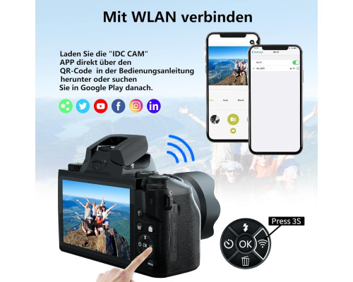 Цифровий фотоапарат Fine Life Pro з 4-дюймовим сенсорним екраном