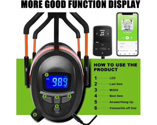 Захисні навушники Gardtech з радіо/Bluetooth/FM та шумозаглушенням 29 дБ для стрільби та косіння