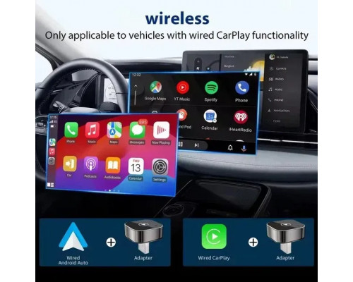 Бездротовий адаптер Pionray 2-в-1 для CarPlay та Android Auto