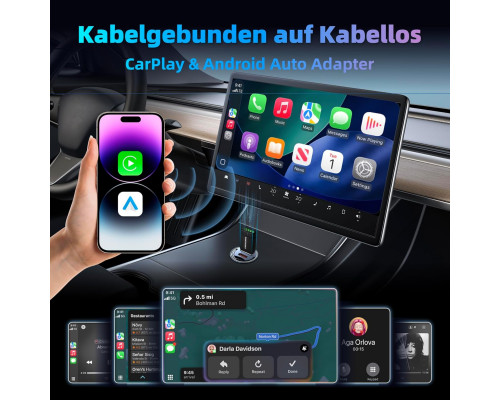 Бездротовий адаптер для CarPlay та Android Auto сумісний з iOS 10+ та Android 11+