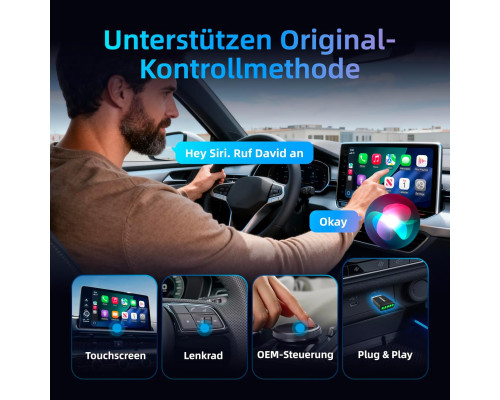 Бездротовий адаптер для CarPlay та Android Auto сумісний з iOS 10+ та Android 11+