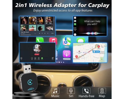 Бездротовий адаптер CarPlay  з металевим корпусом