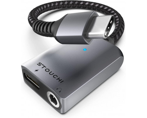 Адаптер Stouchi 2-в-1 USB C на 3,5 мм для заряджання навушників