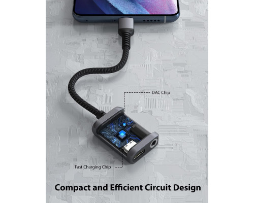 Адаптер Stouchi 2-в-1 USB C на 3,5 мм для заряджання навушників