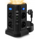 Багатофункціональна зарядна станція з нічним світлом PD20W (4 USB-порти та 8 розеток)