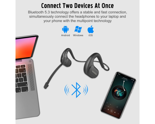 Бездротова гарнітура Giveet Bluetooth 5.3 зі знімним мікрофоном