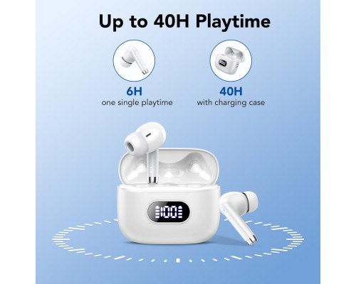 Бездротові Bluetooth-навушники FAMOO S25-WT, 40H, Deep Bass Білі