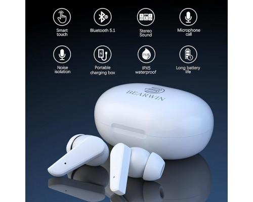Бездротові Bluetooth навушники-вкладиші Bearwin T6 з мікрофоном, IPX5