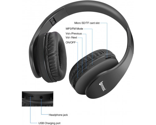 Бездротові накладні Bluetooth навушники Uomeod з мікрофоном