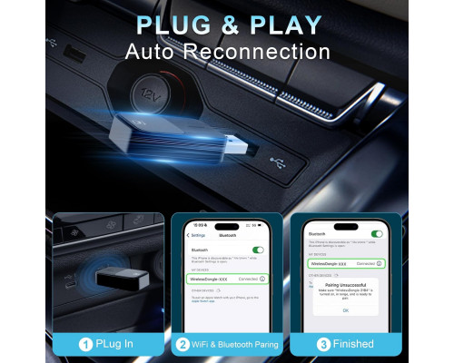 Бездротовий адаптер 2-в-1 CarPlay KASTWAVE