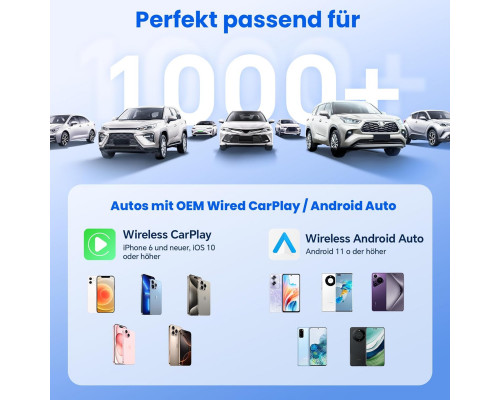 Бездротовий адаптер 2-в-1 CarPlay та Android Auto