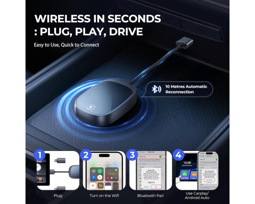 Бездротовий адаптер Carplay 2 в 1 Kacylzom