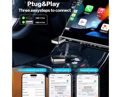 Бездротовий адаптер Carplay 2 в 1 TPSOJJY