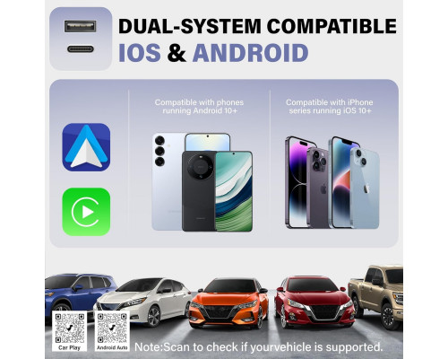 Бездротовий адаптер CarPlay Android Auto Wi-Fi Plug & Play 5,8 ГГц
