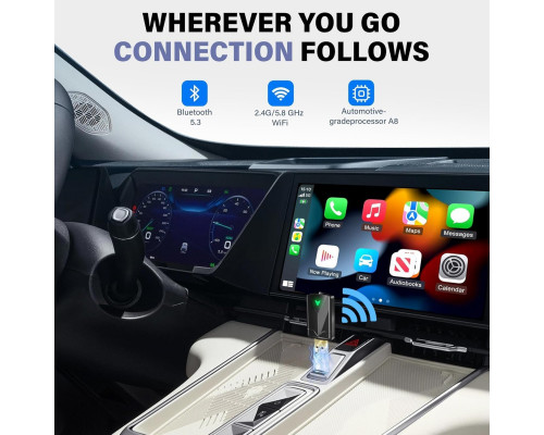 Бездротовий адаптер CarPlay Android Auto Wi-Fi Plug & Play 5,8 ГГц