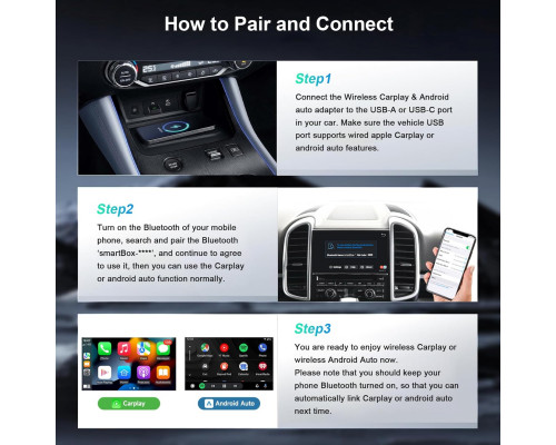 Бездротовий адаптер CarPlay та Android Auto 2 в 1