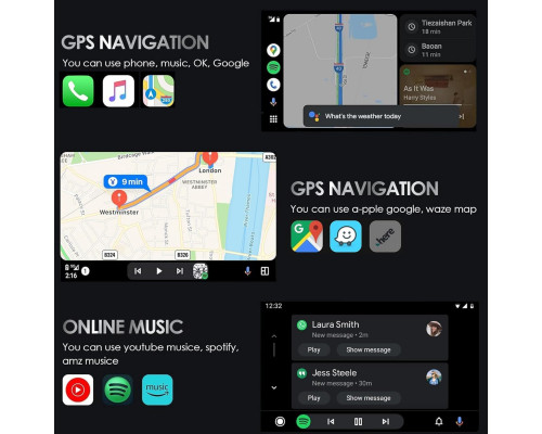 Бездротовий адаптер Gaethra CarPlay та Android Auto