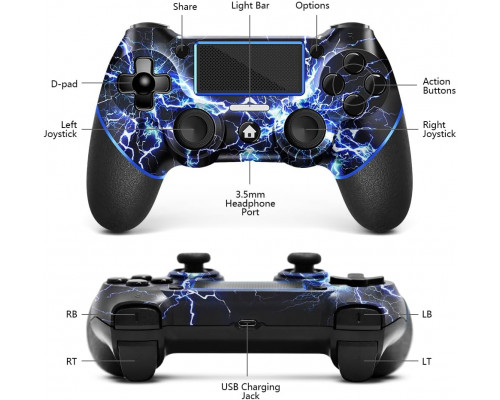 Бездротовий контролер AceGamer для PS4 / джойстик геймпад Custom Design V2 для PS4 з нековзним покриттям