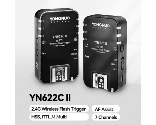 Бездротовий тригер спалаху YONGNUO YN622C II ETTL з високошвидкісною синхронізацією HSS 1/8000 с для камери Canon