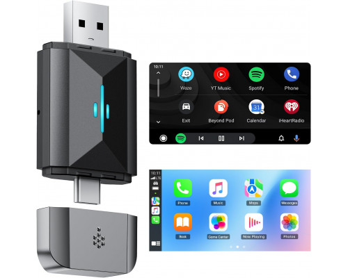 Безпровідний автомобільний адаптер Volam CarPlay для iPhone і Android Auto 2-в-1 Wi-Fi 5 ГГц
