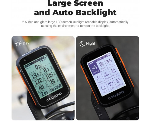 COOSPO Bike Computer Wireless GPS для велосипеда з автоматичним підсвічуванням