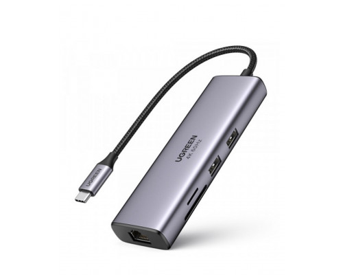 Док-станція хаб Ugreen CM512 USB Type-C-HDMI адаптер концентратор 7 в 1 100W 4K