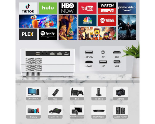 Домашній проектор 1080P Full HD з Bluetooth та Wi-Fi