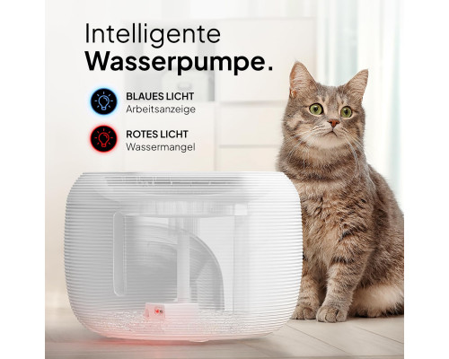 Фонтанчик для котів PrettyPaw 2,5 л зі світлодіодом та фільтром з активованим вугіллям