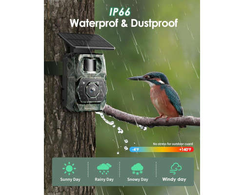 Камера для стеження дикої природи MAXDONE Solar Trail Camera 48 МП Wi-Fi Bluetooth