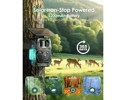 Камера для стеження дикої природи MAXDONE Solar Trail Camera 48 МП Wi-Fi Bluetooth