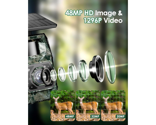 Камера для стеження дикої природи MAXDONE Solar Trail Camera 48 МП Wi-Fi Bluetooth