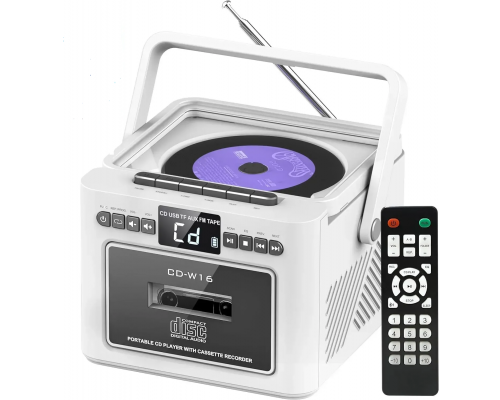 Касетний CD-програвач / бумбокс  з Bluetooth та акумулятором FM/AUX/Micro SD/USB