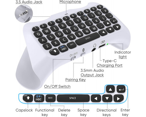 Клавіатура з бездротовим контролером JYS-P5121 для PS5 Біла