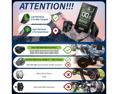 Комп'ютер для велосипеда з протоколом 0-5 PAS CAN BAFANG Ebike Display C020