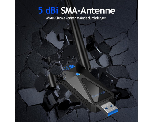 Мережевий USB адаптер Wi-Fi 1300 Мбіт/с з 2 антенами