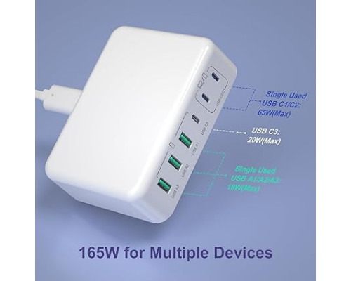 Мережевий зарядний пристрій 	Excgood 165W 3*USB, 3*Type-C, швидка зарядка