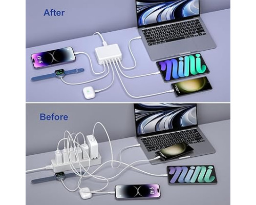 Мережевий зарядний пристрій 	Excgood 165W 3*USB, 3*Type-C, швидка зарядка