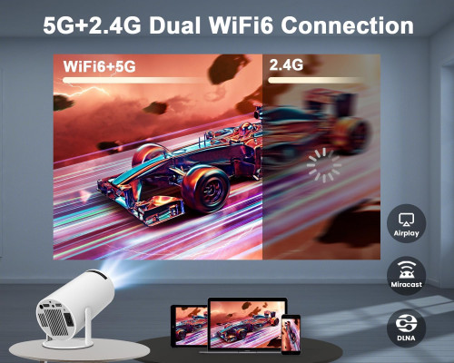 Міні смарт-проектор 4K 5G WiFi 6 BT 5.0 Full HD 1080P