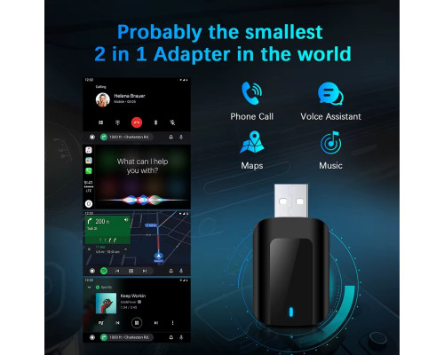 Мини-беспроводной адаптер Carplay Android Auto 2 в 1