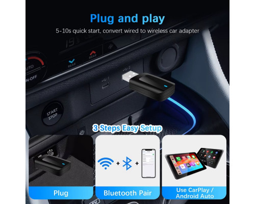Мини-беспроводной адаптер Carplay Android Auto 2 в 1
