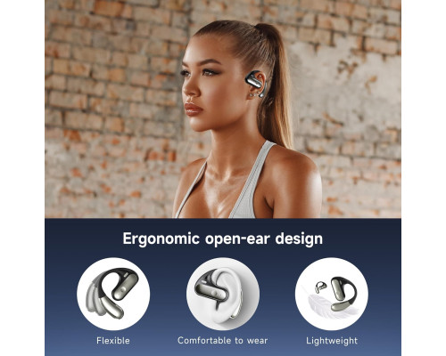 Навушники-вкладиші Bluetooth 5.4 / бездротові спортивні навушники з вбудованим мікрофоном та завушними дужками