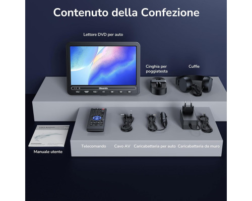 Портативний автомобільний DVD-програвач GOnavidio 10,1 дюйма з входом HDMI