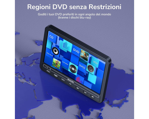 Портативний автомобільний DVD-програвач GOnavidio 10,1 дюйма з входом HDMI