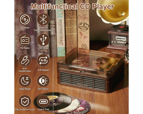 Портативний CD-плеєр з Bluetooth та вбудованими динаміками Lehwey