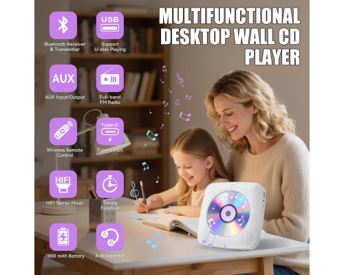 Портативний CD-програвач Gueray з Bluetooth
