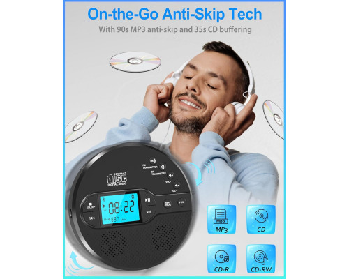 Портативний CD-програвач Sunoony Disman з Bluetooth та FM-передавачем